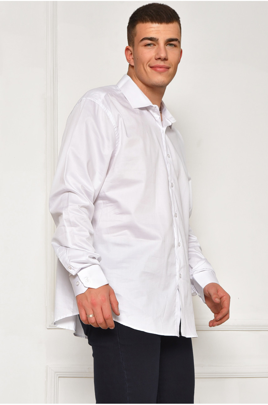 Рубашка мужская однотонная белого цвета 7387 208238