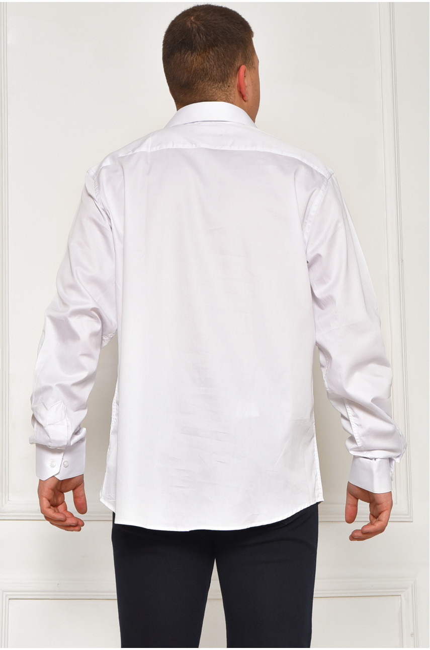 Рубашка мужская однотонная белого цвета 7387 208238 Рубашка мужская однотонная белого цвета 7387 208238