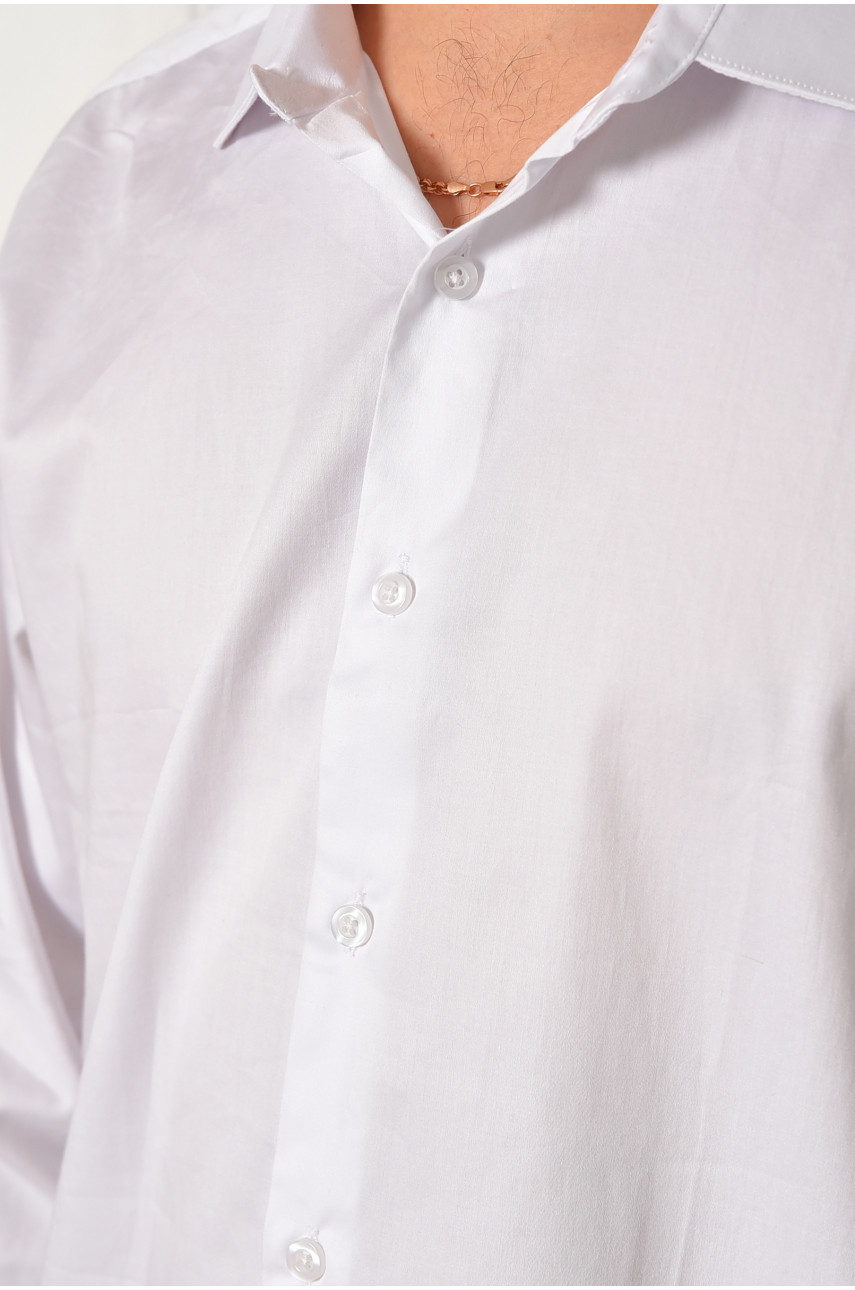 Рубашка мужская однотонная белого цвета 7387 208238 Рубашка мужская однотонная белого цвета 7387 208238