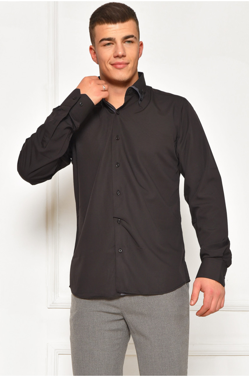 Рубашка мужская однотонная черного цвета SDK5564 208240