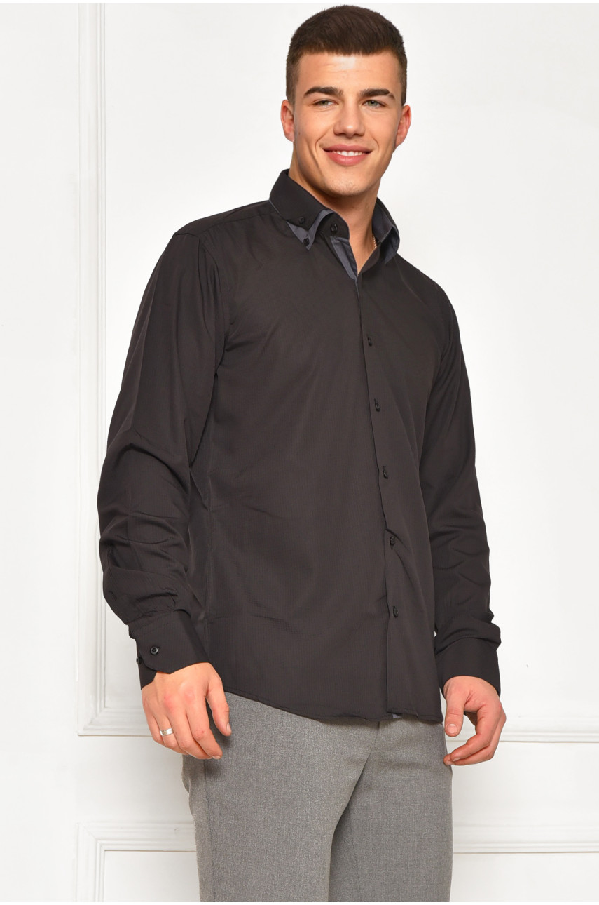 Рубашка мужская однотонная черного цвета SDK5564 208240