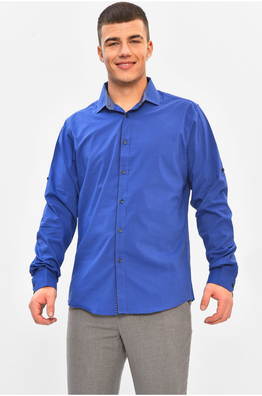 Рубашка мужская однотонная синего цвета 7368 208242