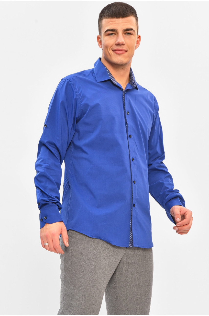 Рубашка мужская однотонная синего цвета 7368 208242