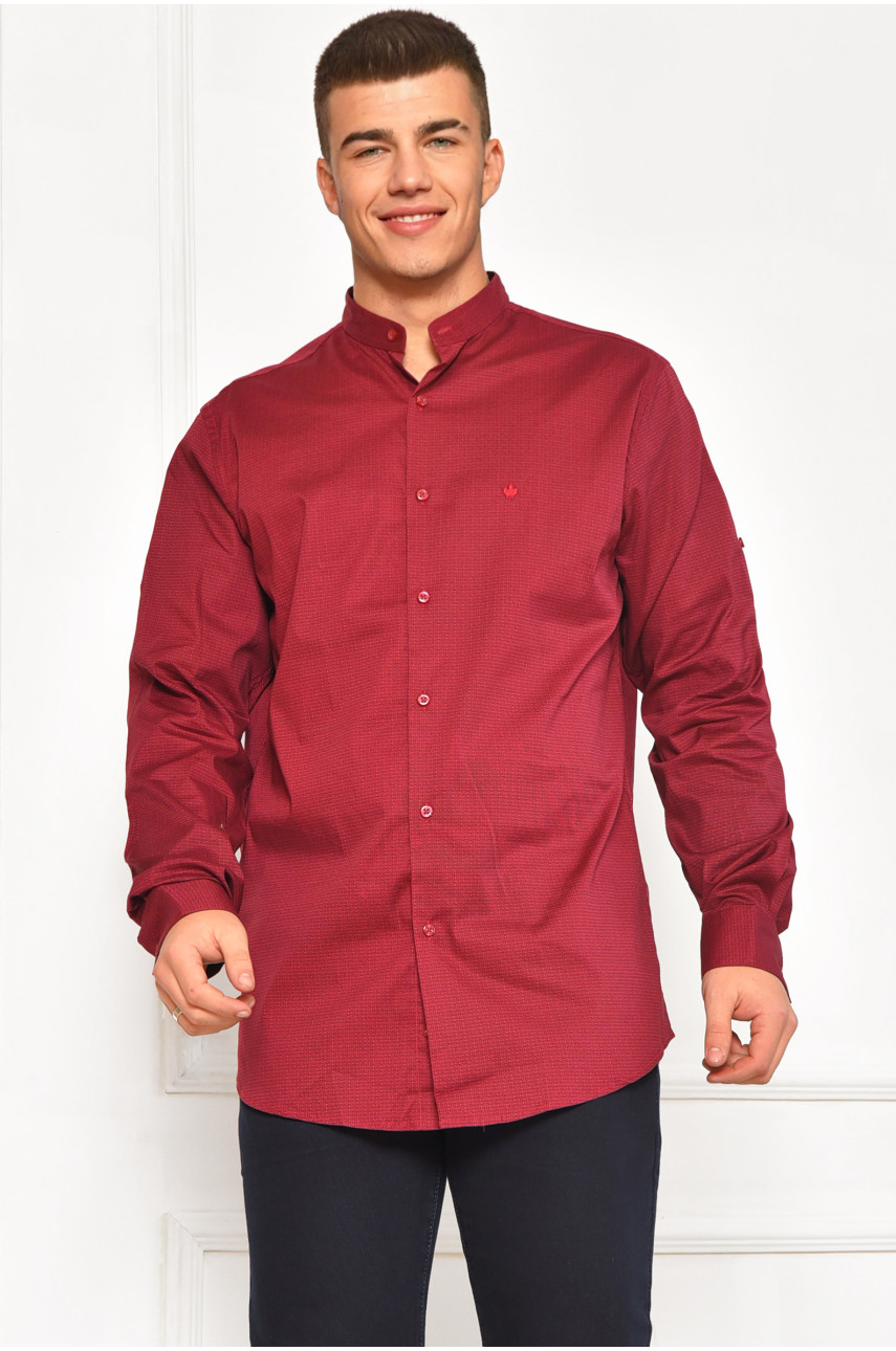 Рубашка мужская однотонная бордового цвета 2676 208243
