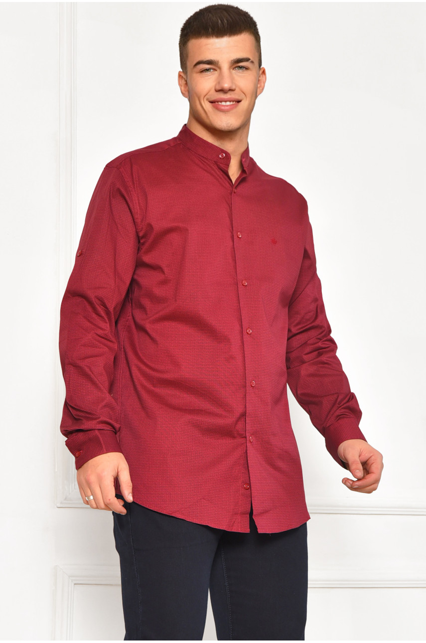 Рубашка мужская однотонная бордового цвета 2676 208243