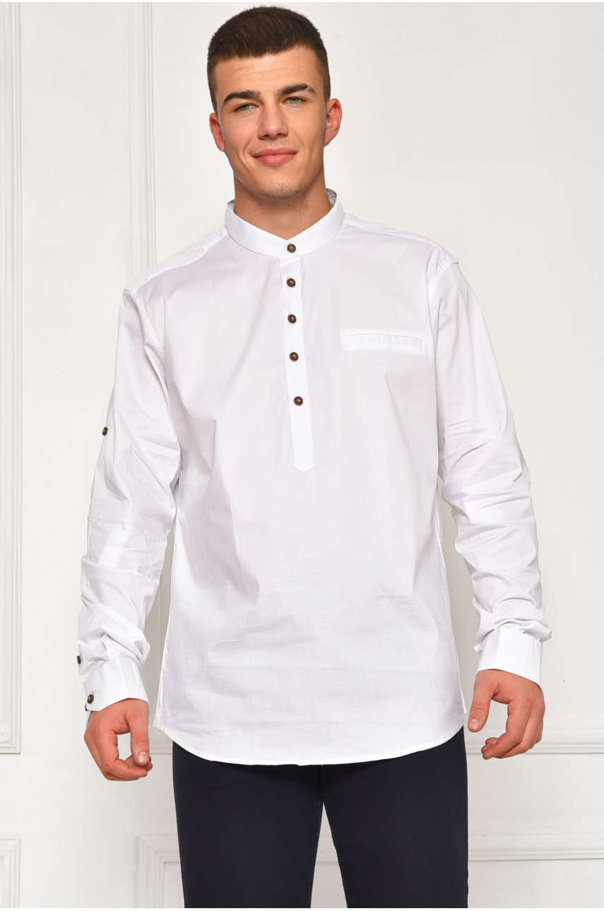 Рубашка мужская однотонная белого цвета 7894 208245
