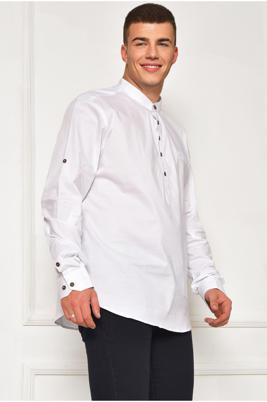 Рубашка мужская однотонная белого цвета 7894 208245