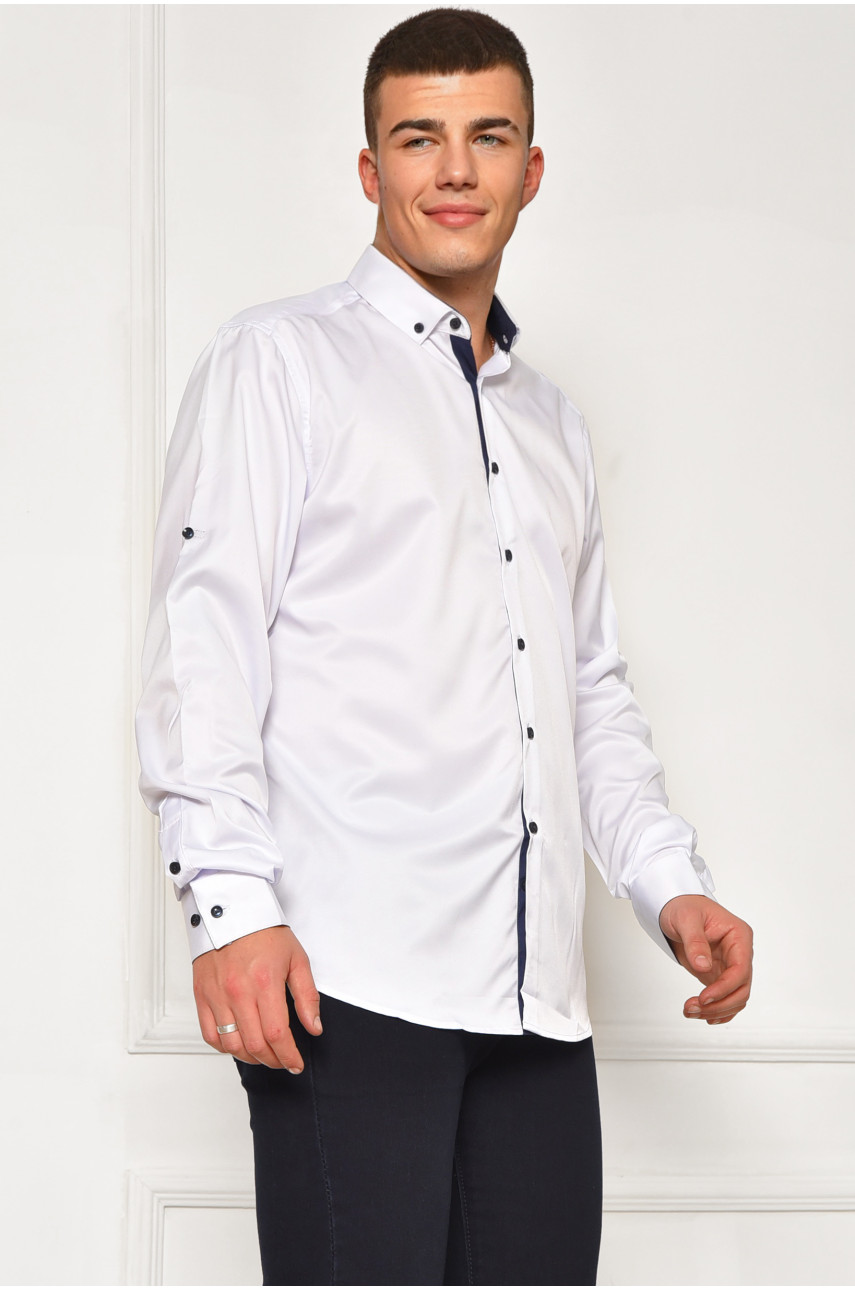 Рубашка мужская однотонная белого цвета 7370 208247