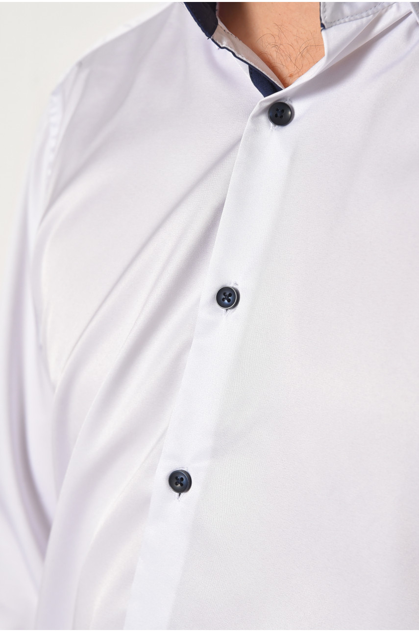 Рубашка мужская однотонная белого цвета 7370 208247