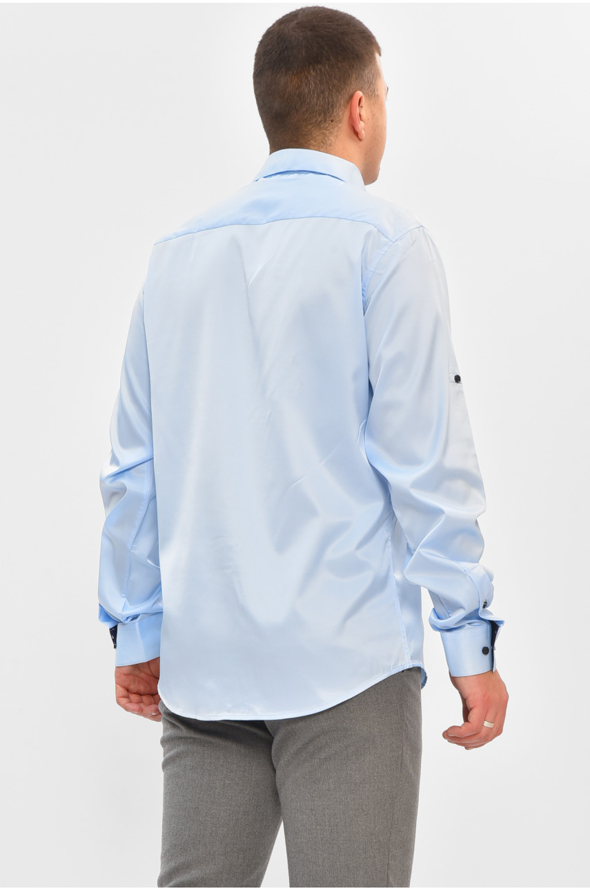 Рубашка мужская однотонная голубого цвета 7371 208248