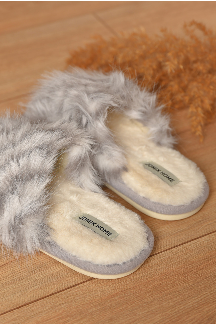 Тапочки домашние женские меховые серого цвета MD-9682 208250