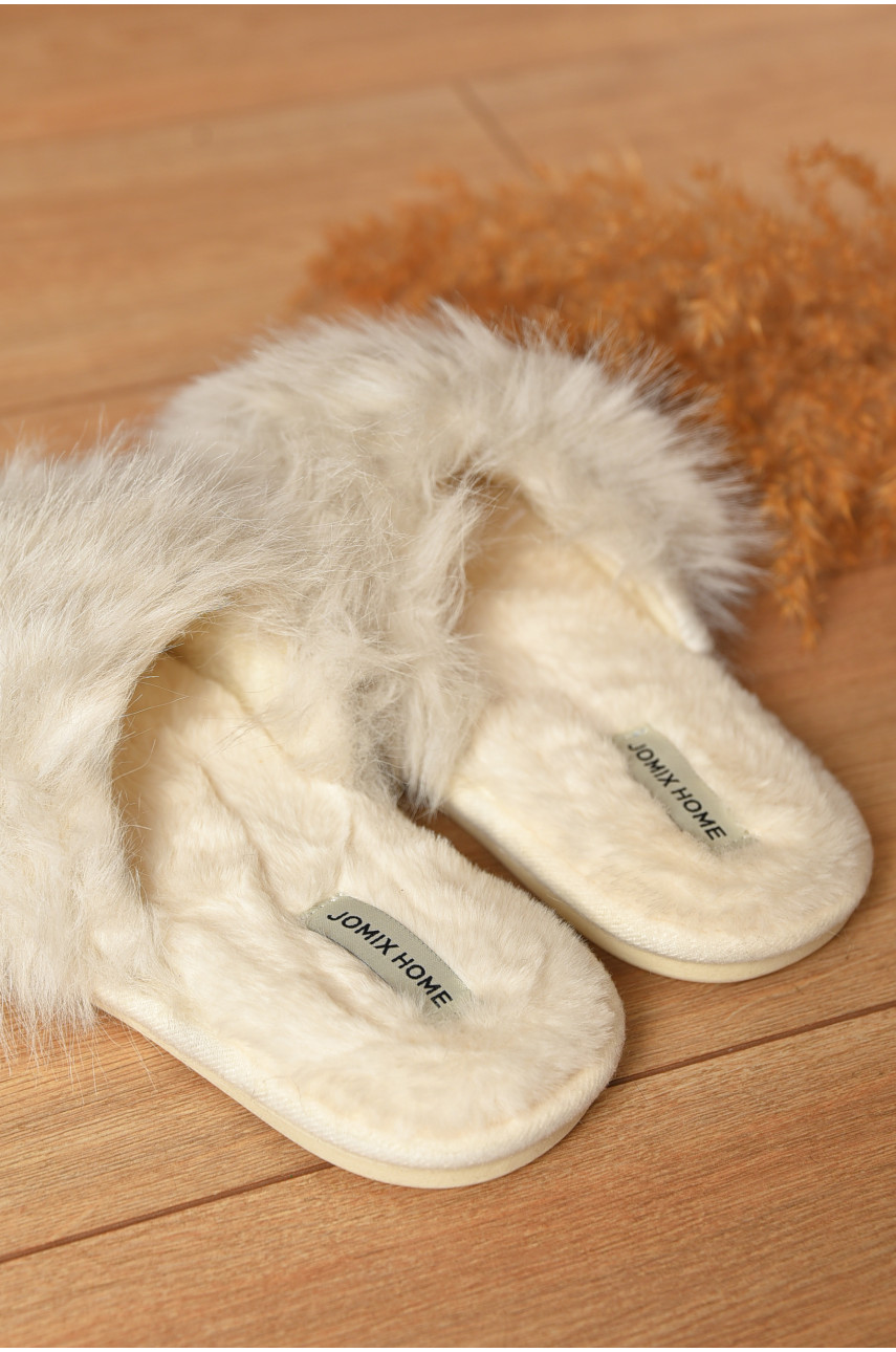 Тапочки домашние женские меховые бежевого цвета MD-9682 208252