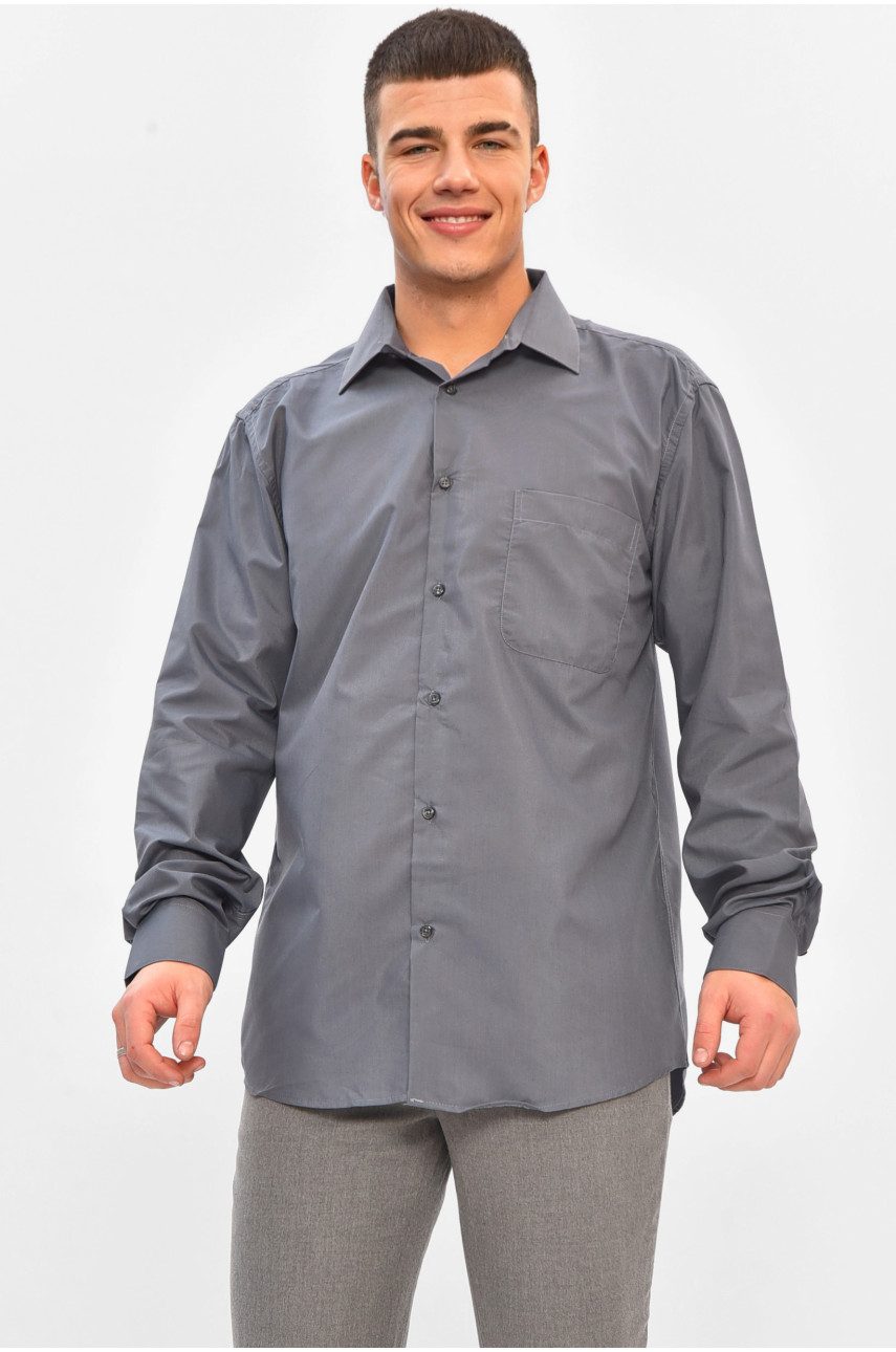 Рубашка мужская однотонная тёмно-серого цвета SKY2990 208253