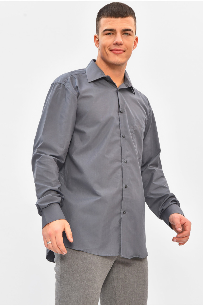 Рубашка мужская однотонная тёмно-серого цвета SKY2990 208253