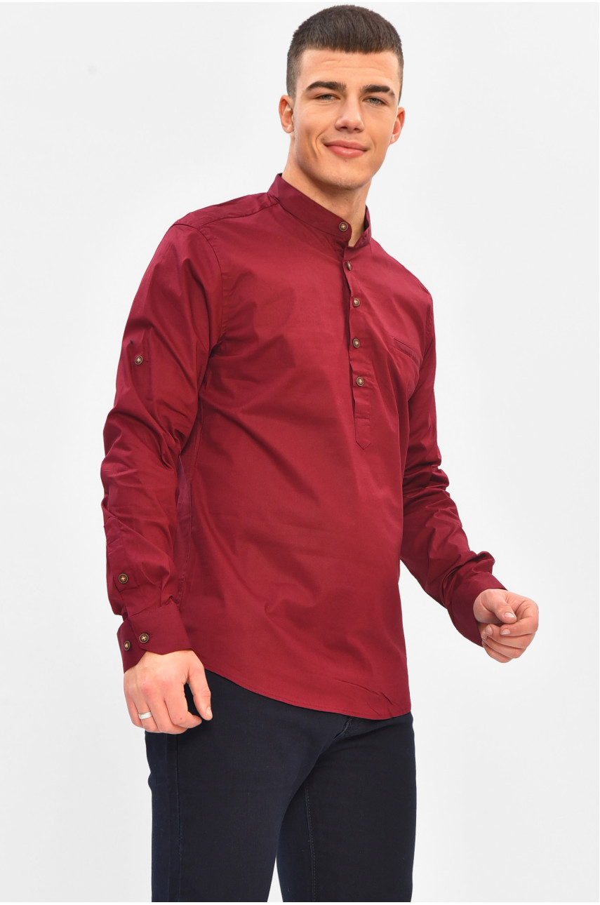 Рубашка мужская однотонная бордового цвета 7897 208254