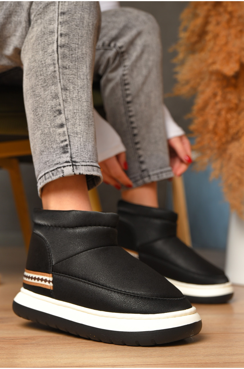 Угги женские на меху черного цвета 9700-1 208260