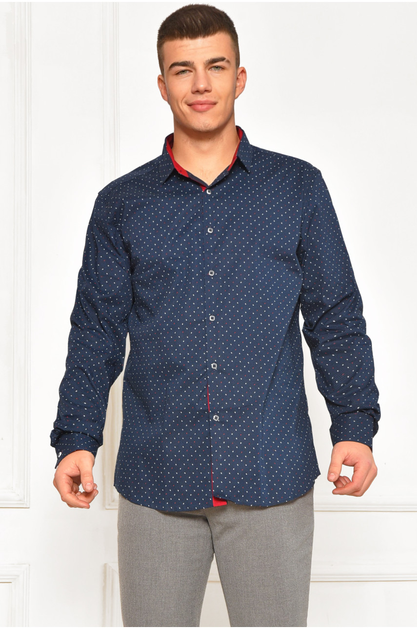 Рубашка мужская тёмно-синего цвета с принтом 2395 208267