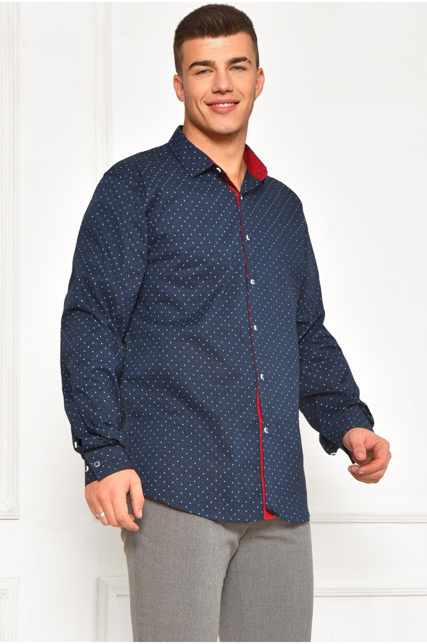 Рубашка мужская тёмно-синего цвета с принтом 2395 208267