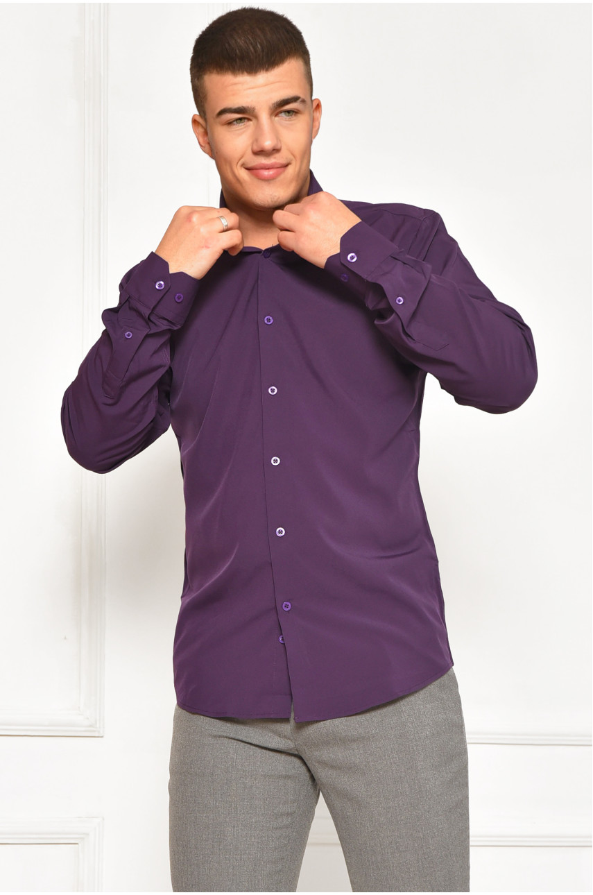 Рубашка мужская однотонная тёмно-фиолетового цвета 7582 208268