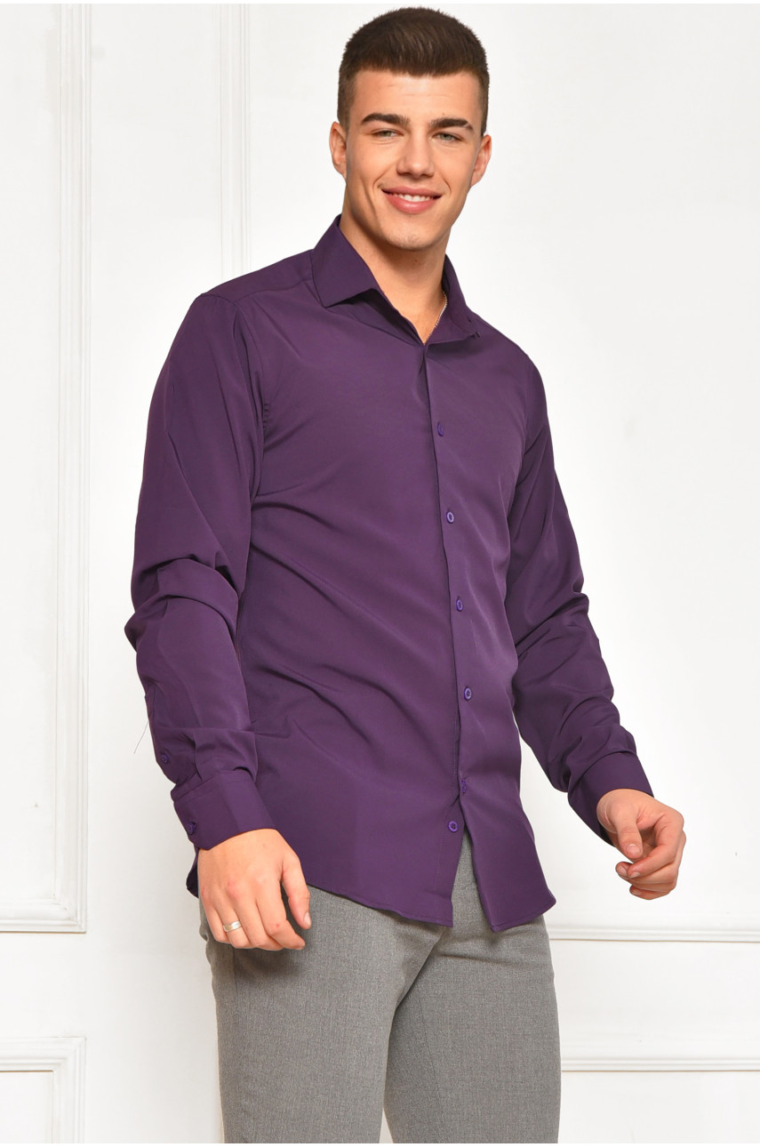 Рубашка мужская однотонная тёмно-фиолетового цвета 7582 208268
