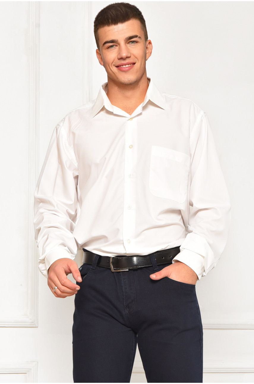 Рубашка мужская однотонная белого цвета SKY0991 208269