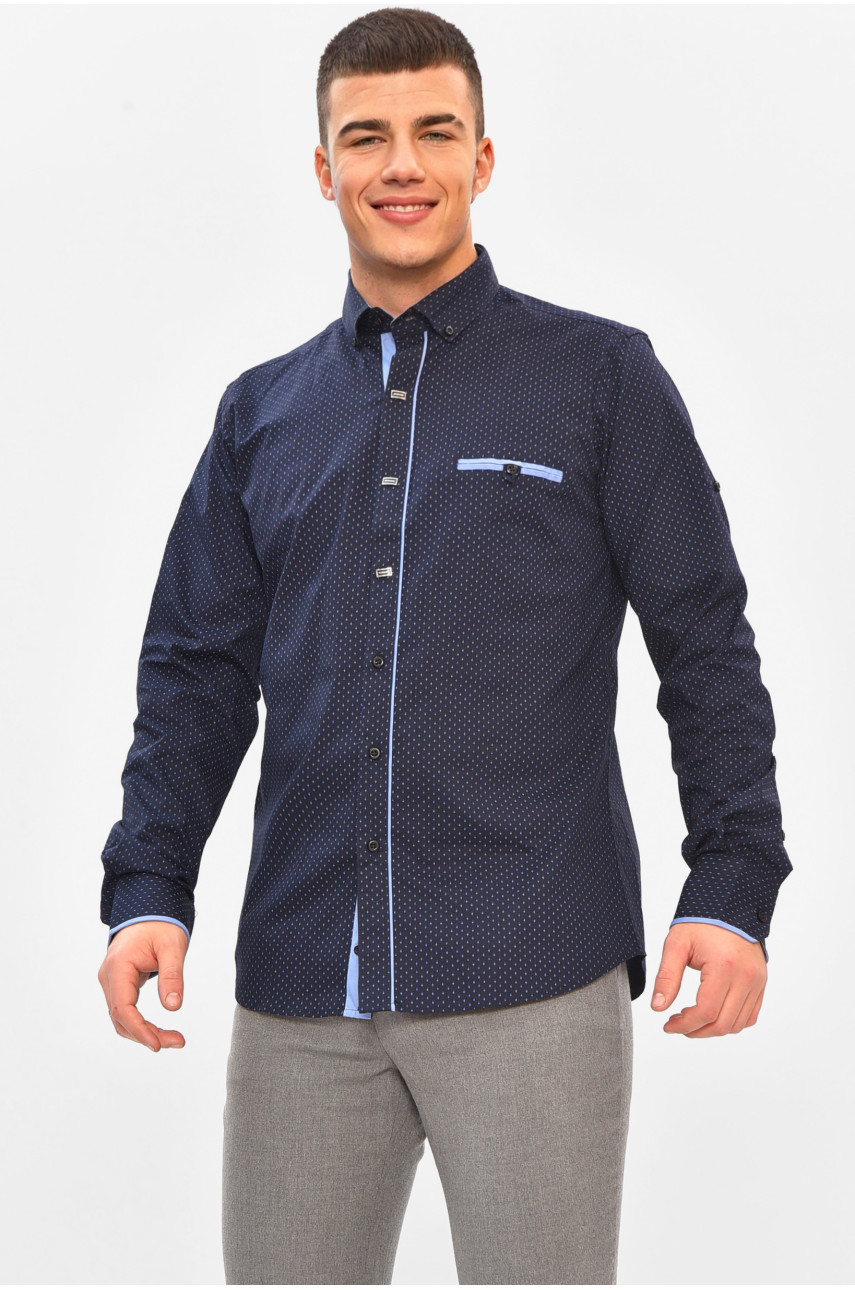 Рубашка мужская темно-синего цвета с принтом 1850 208270