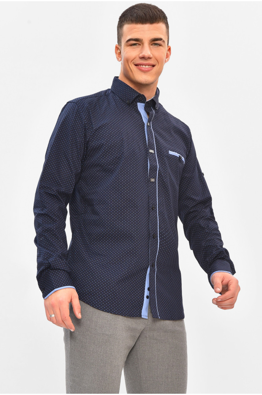 Рубашка мужская темно-синего цвета с принтом 1850 208270