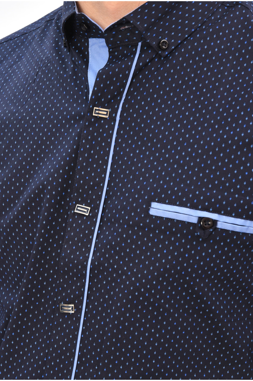 Рубашка мужская темно-синего цвета с принтом 1850 208270