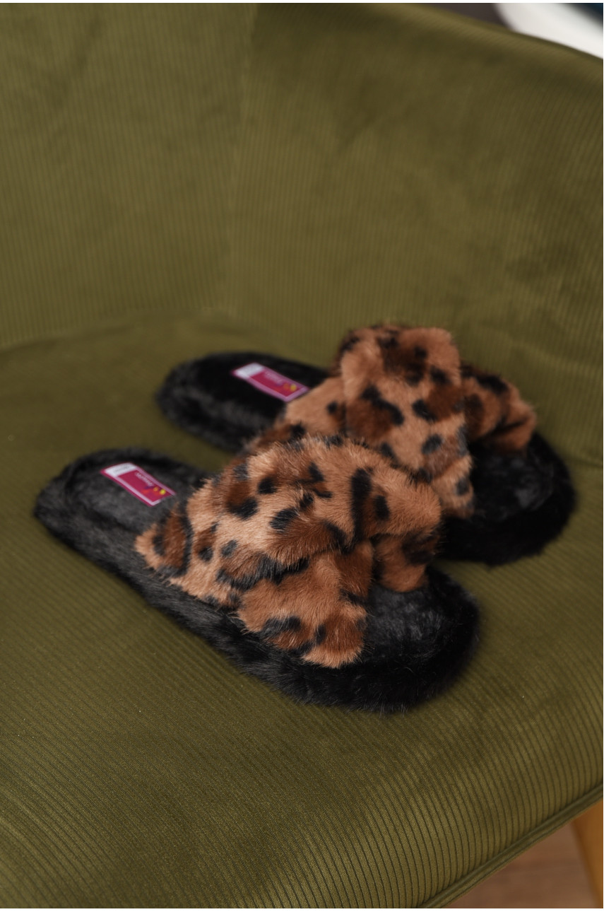 Капці домашні жіночі хутряні коричневого кольору А8142 208271