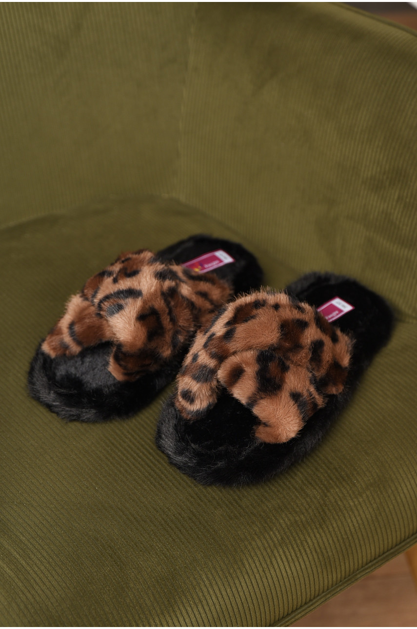 Капці домашні жіночі хутряні коричневого кольору А8142 208271