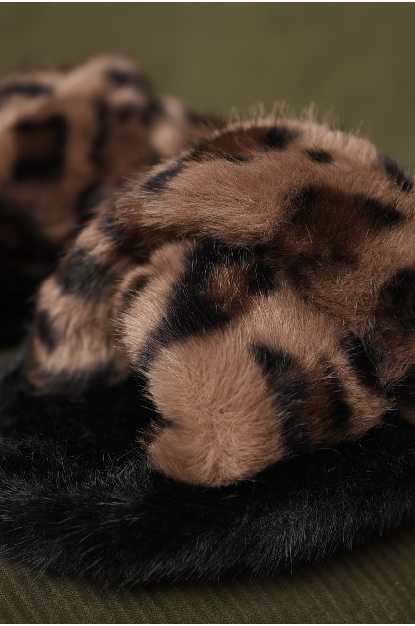 Капці домашні жіночі хутряні коричневого кольору А8142 208271 Капці домашні жіночі хутряні коричневого кольору А8142 208271