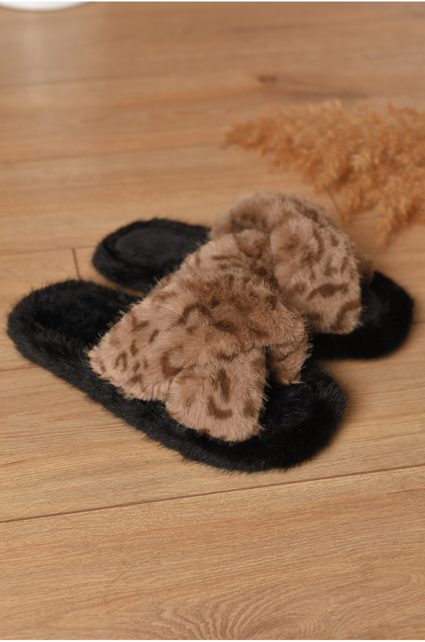 Тапочки домашние женские меховые светло-коричневого цвета А8142 208272