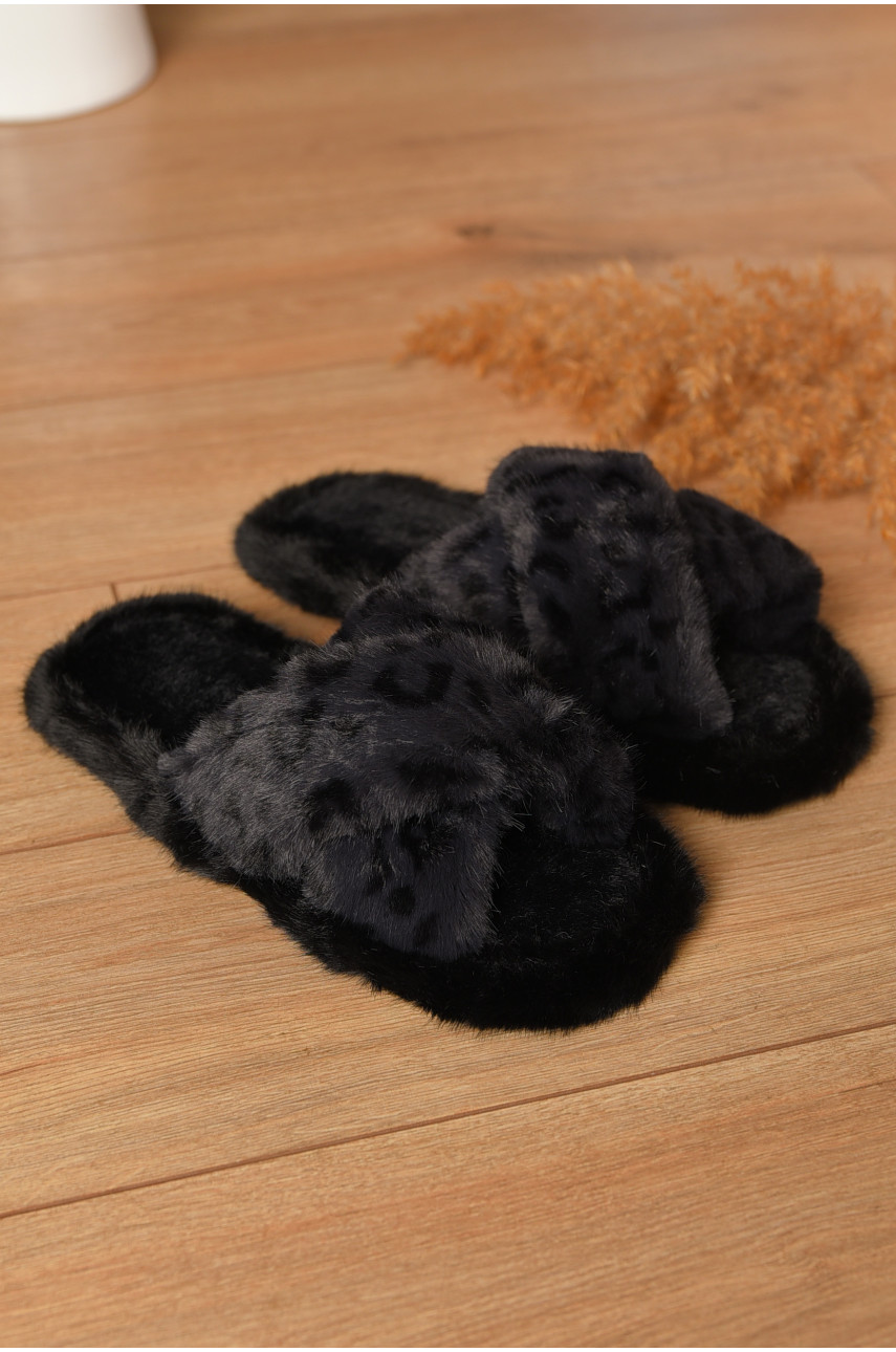 Тапочки домашние женские меховые черного цвета А8142 208273