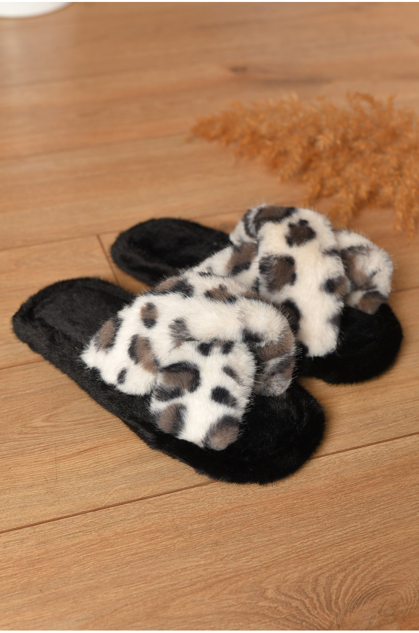 Тапочки домашние женские меховые молочного цвета А8142 208274