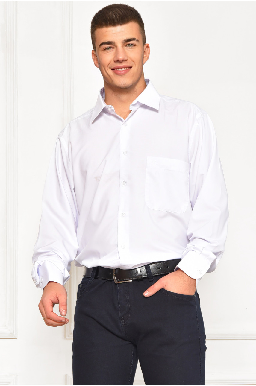 Рубашка мужская однотонная белого цвета 5141 208279