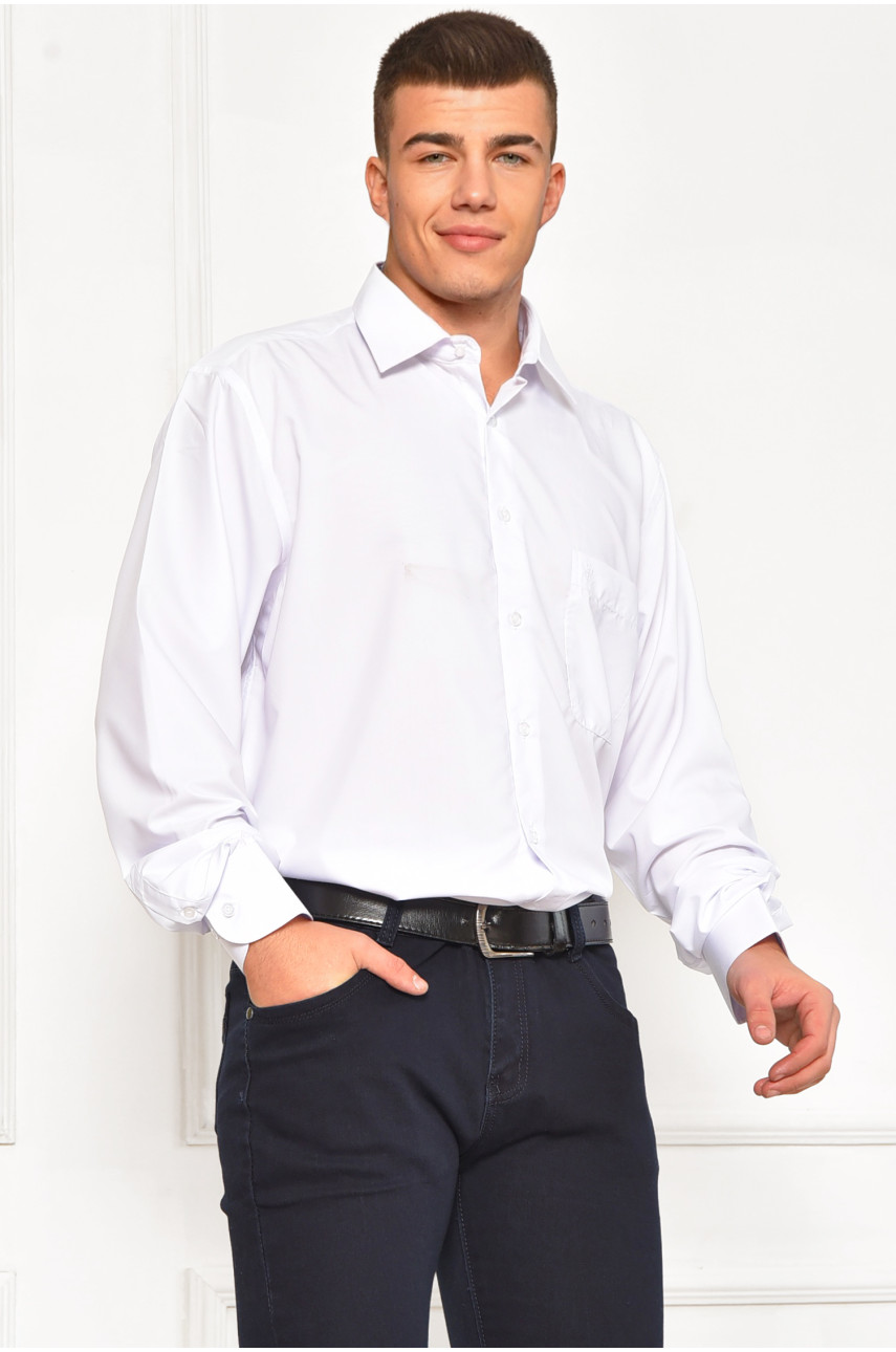 Рубашка мужская однотонная белого цвета 5141 208279