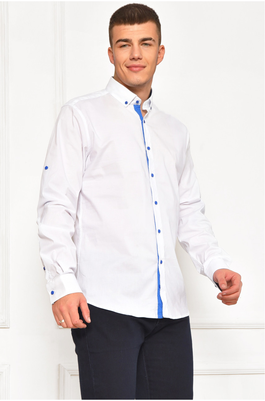 Рубашка мужская однотонная белого цвета 7394 208284