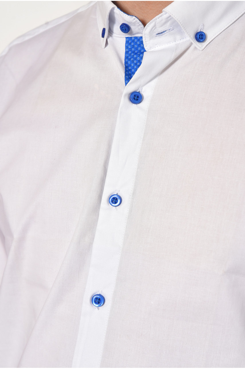 Рубашка мужская однотонная белого цвета 7394 208284