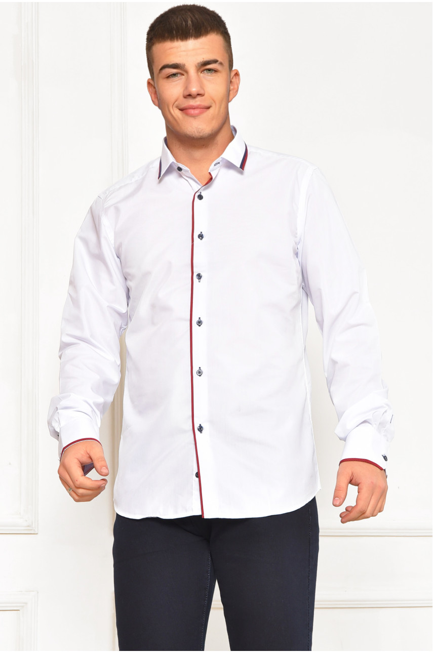 Рубашка мужская однотонная белого цвета 1379 208285