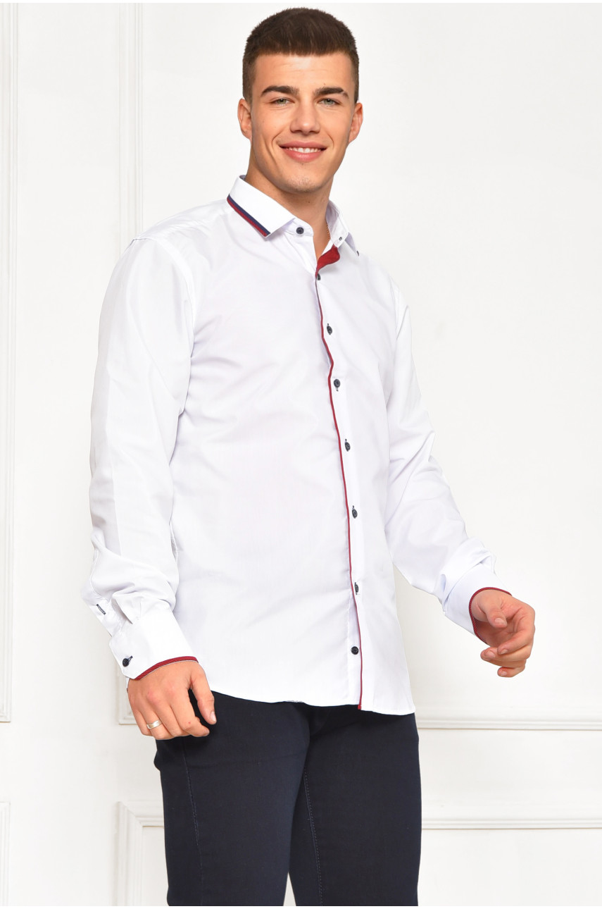 Рубашка мужская однотонная белого цвета 1379 208285