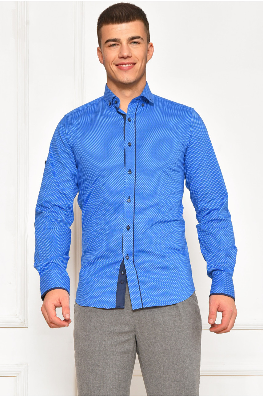Рубашка мужская синего цвета с принтом 2374 208286