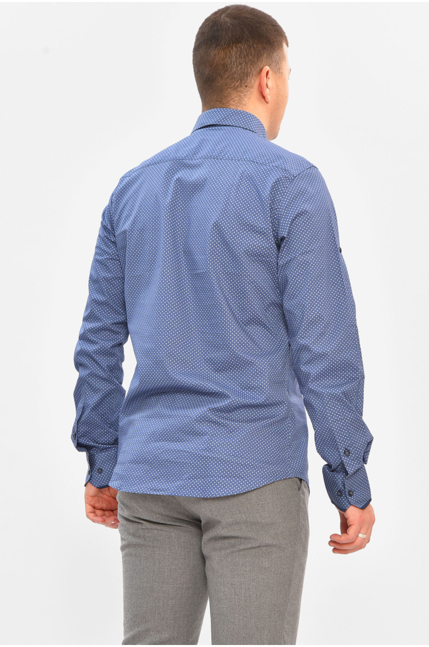Рубашка мужская синего цвета с принтом 1842 208288