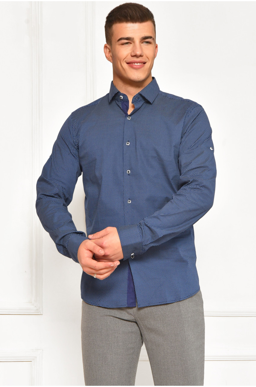 Рубашка мужская синего цвета с принтом 2243 208289