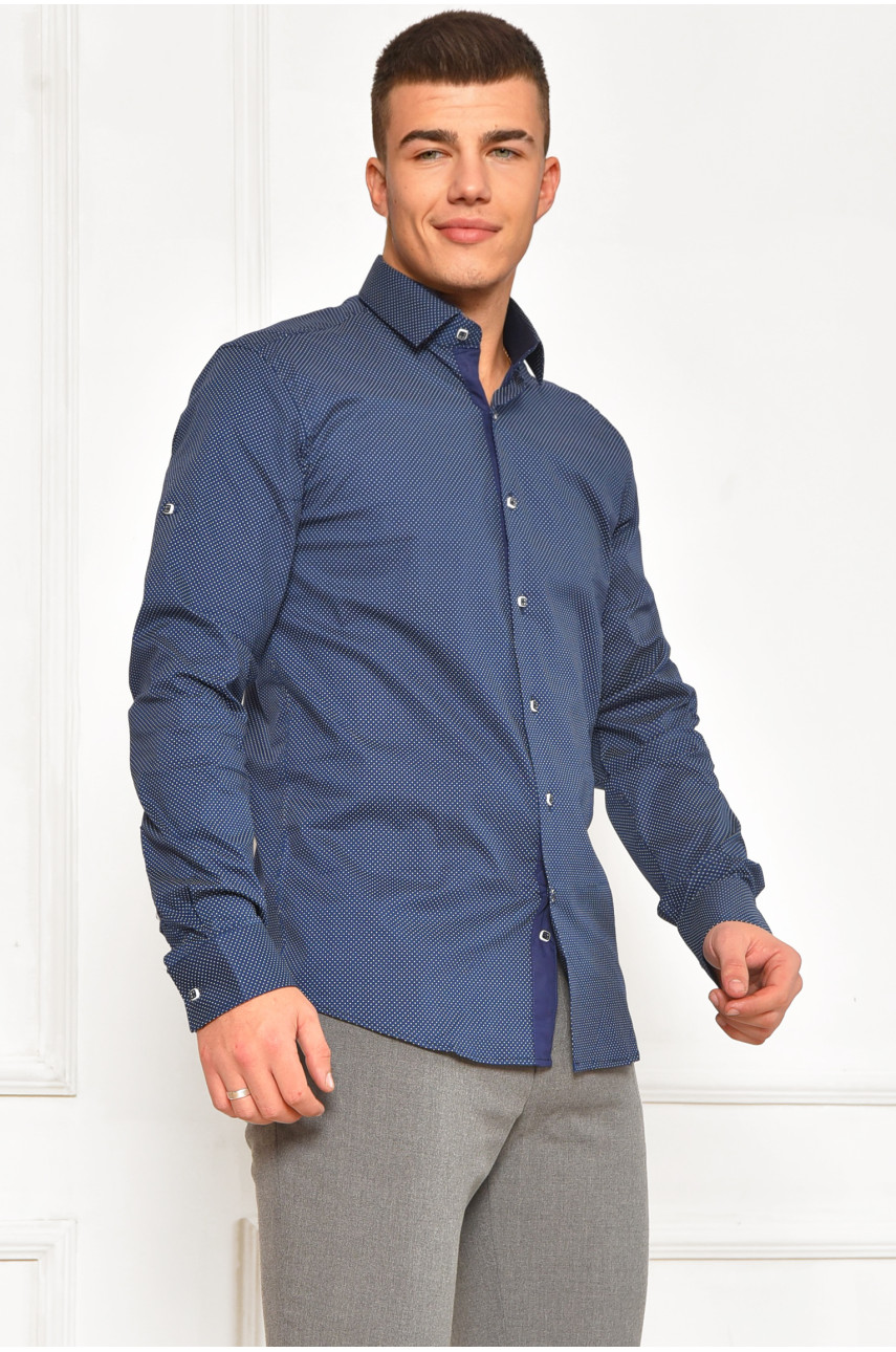 Рубашка мужская синего цвета с принтом 2243 208289