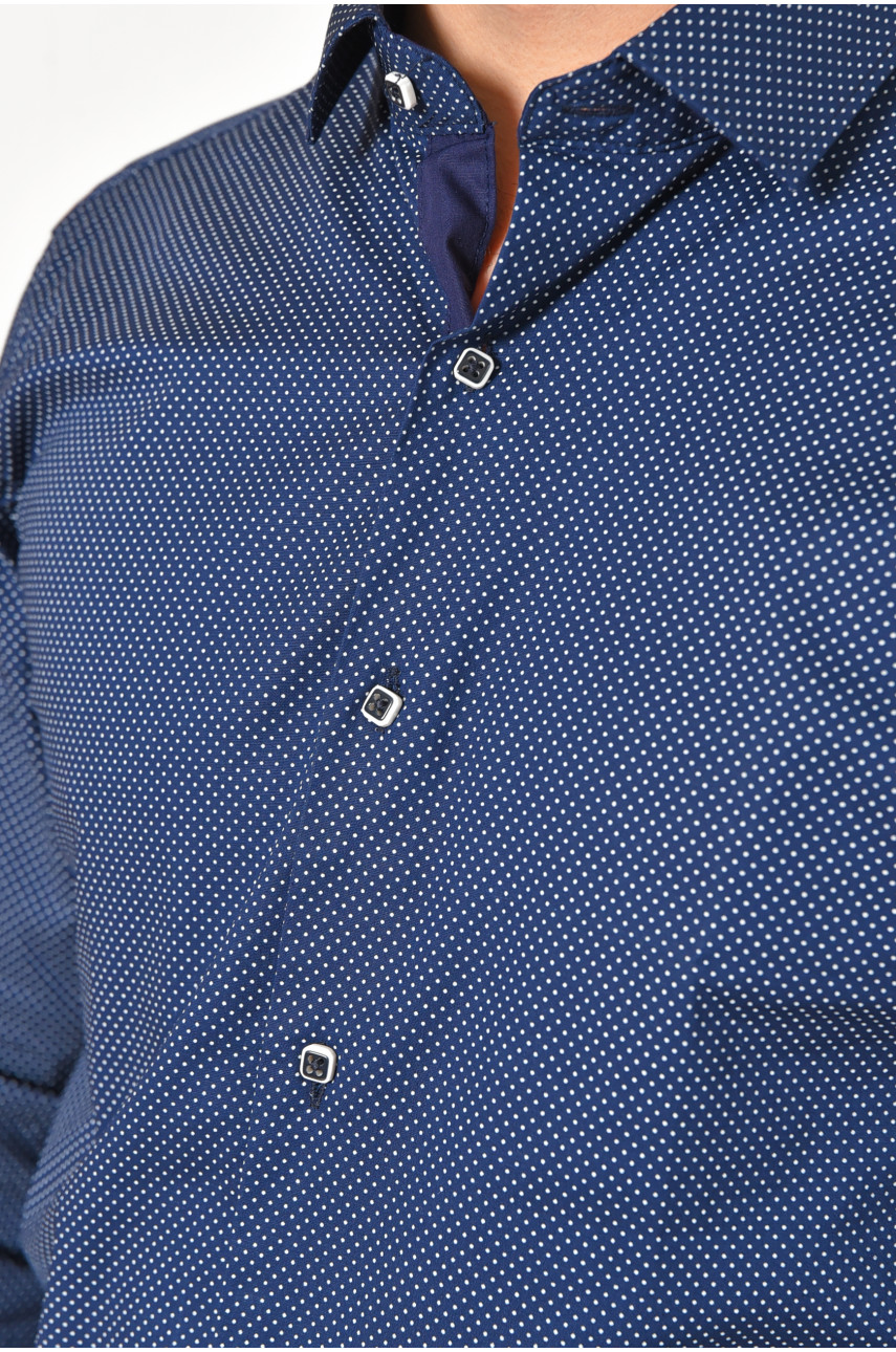 Рубашка мужская синего цвета с принтом 2243 208289