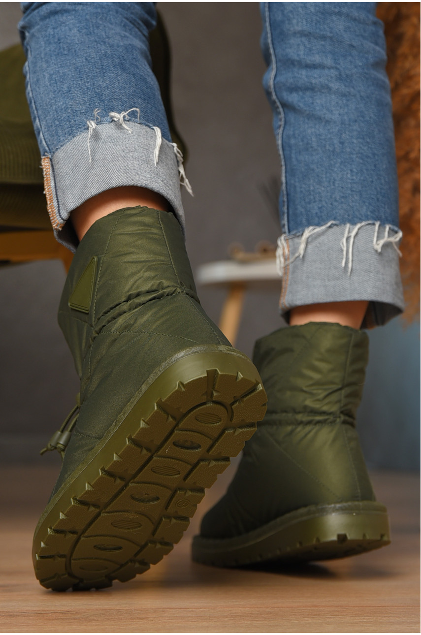 Дутики женские на меху темно-зеленого цвета В02-2 208290 Дутики женские на меху темно-зеленого цвета В02-2 208290