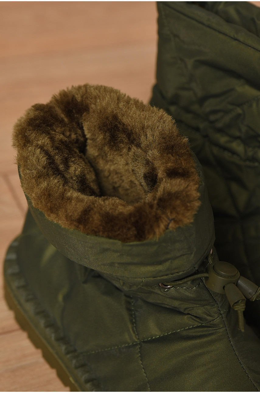 Дутики женские на меху темно-зеленого цвета В02-2 208290 Дутики женские на меху темно-зеленого цвета В02-2 208290