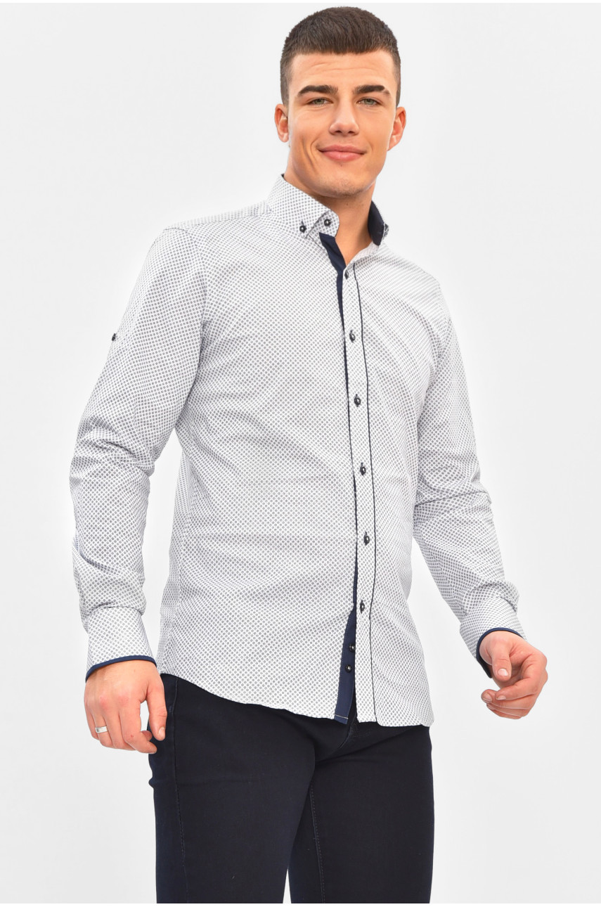 Рубашка мужская белого цвета с принтом 1846 208291