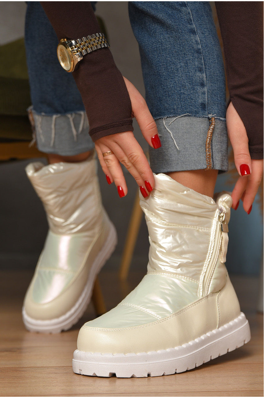 Дутики женские на меху молочного цвета N8-2 208300