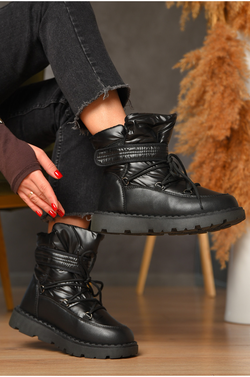 Дутики женские на меху черного цвета КМ06-1 208301